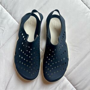 Crocs Swiftwater Graphic Wave Waterproof Navy Slip On Sandals 205623; Me…